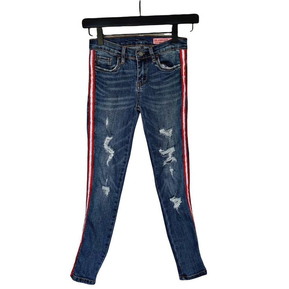 Blank NYC The Mini Mercer Medium Wash Distressed Denim Jeans 10